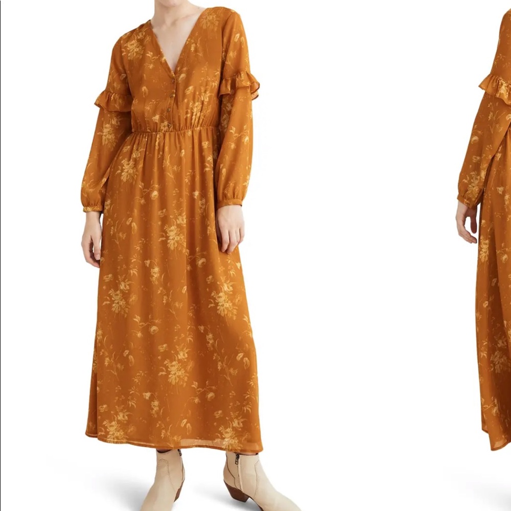 Madewell NWT ruffle-sleeve button-front dress